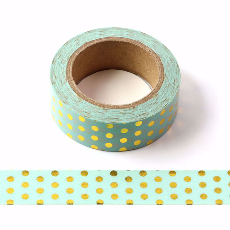 Picture of Green Polka Dot Foil Washi Tape