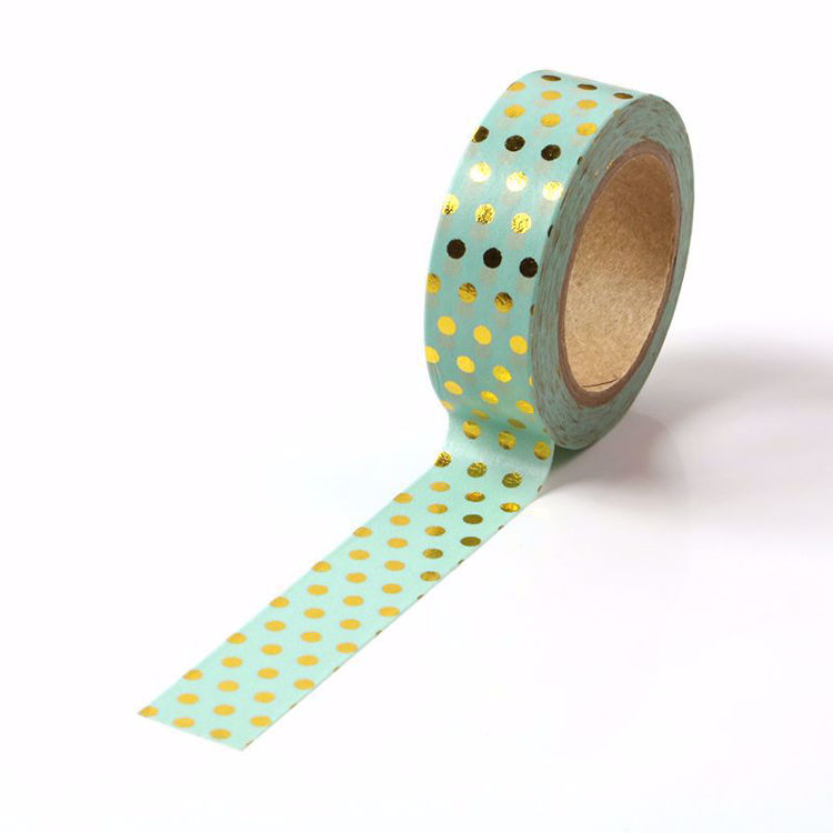 Picture of Green Polka Dot Foil Washi Tape