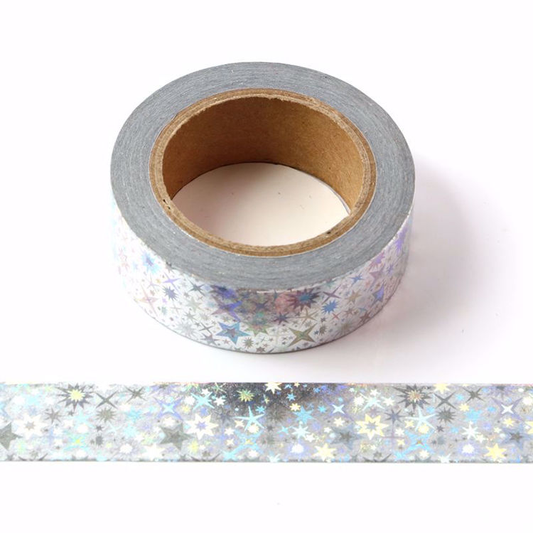 Silver Stars Holographic Foil Washi Tape