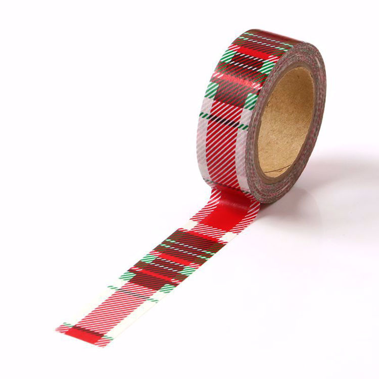图片 圣诞红绿网格装饰和纸胶带