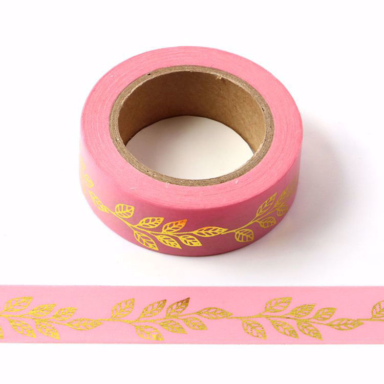 Leaves Gold Foil Pink Washi Tape