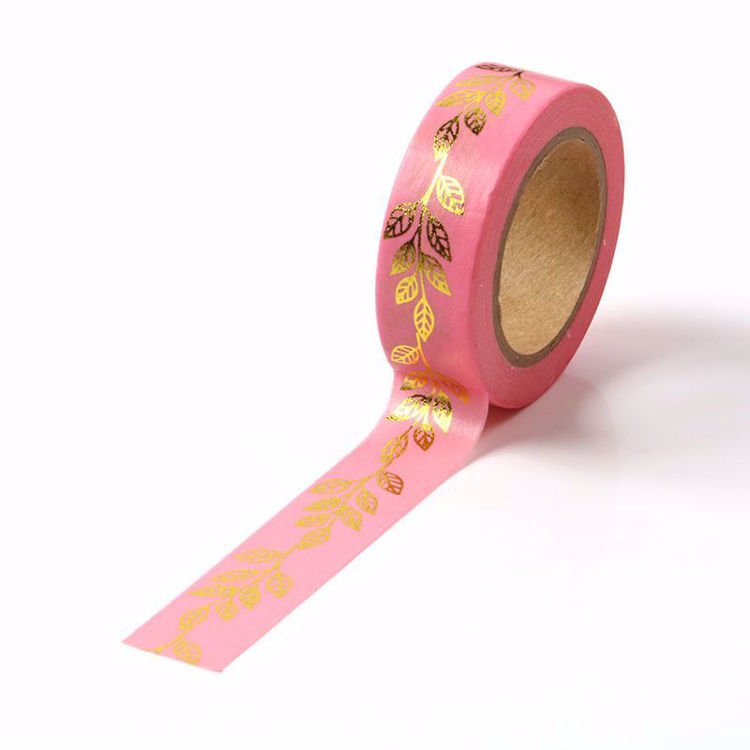 Leaves Gold Foil Pink Washi Tape