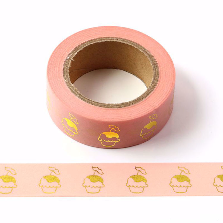 Cupcake Gold Foil Pink Washi Tape