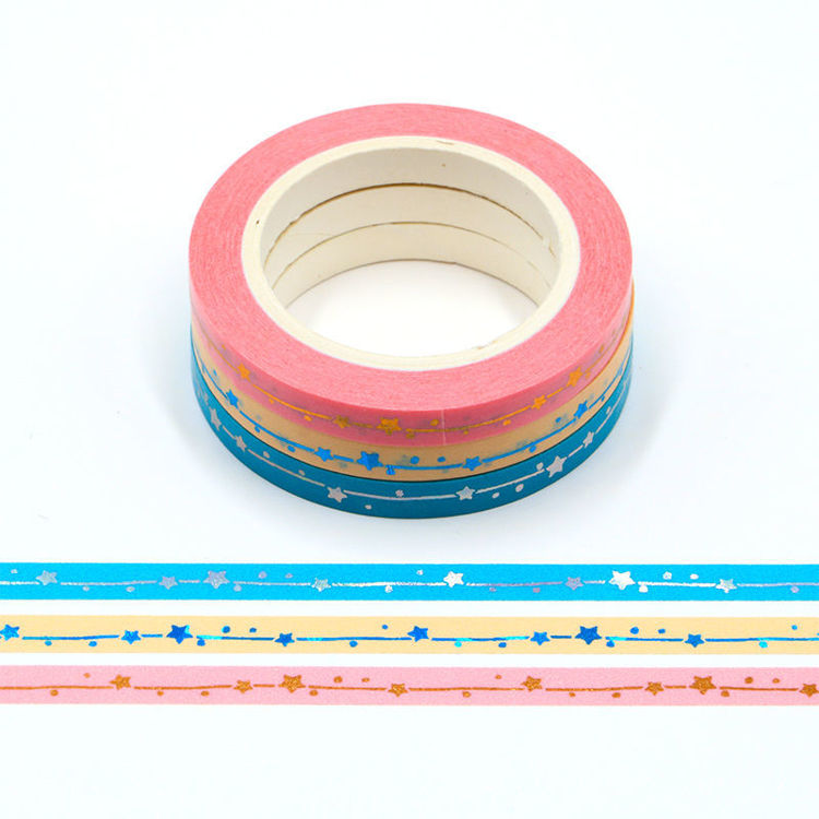 5mm Gold foil pink blue washi tape set