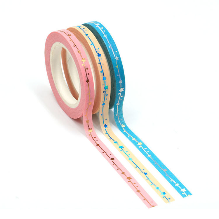 5mm Gold foil pink blue washi tape set