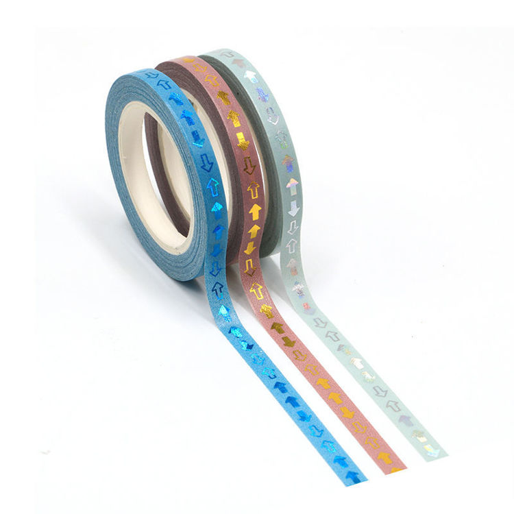 5mm Gold foil arrows brown blue washi tape set