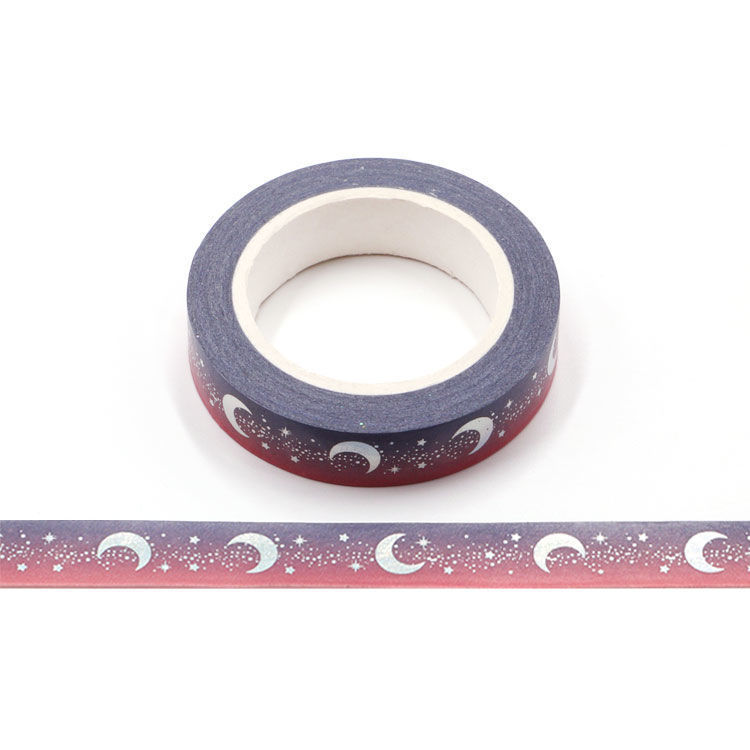 10mm x 10m Silver Holographic Foil CMYK Starry Sky Moon Washi Tape