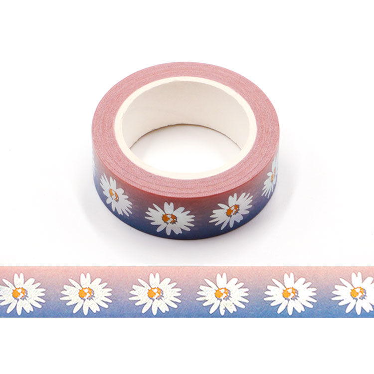 15mm x 10m Silver Holographic Foil Daisy Washi Tape