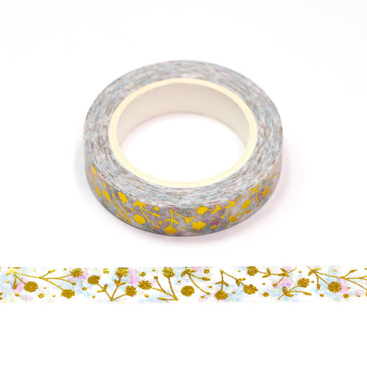 10mm x 10m CMYK Gold Foil Flower Washi Tape