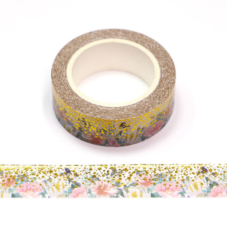 15mm x 10m CMYK Gold Foil Flower Star Point Washi Tape
