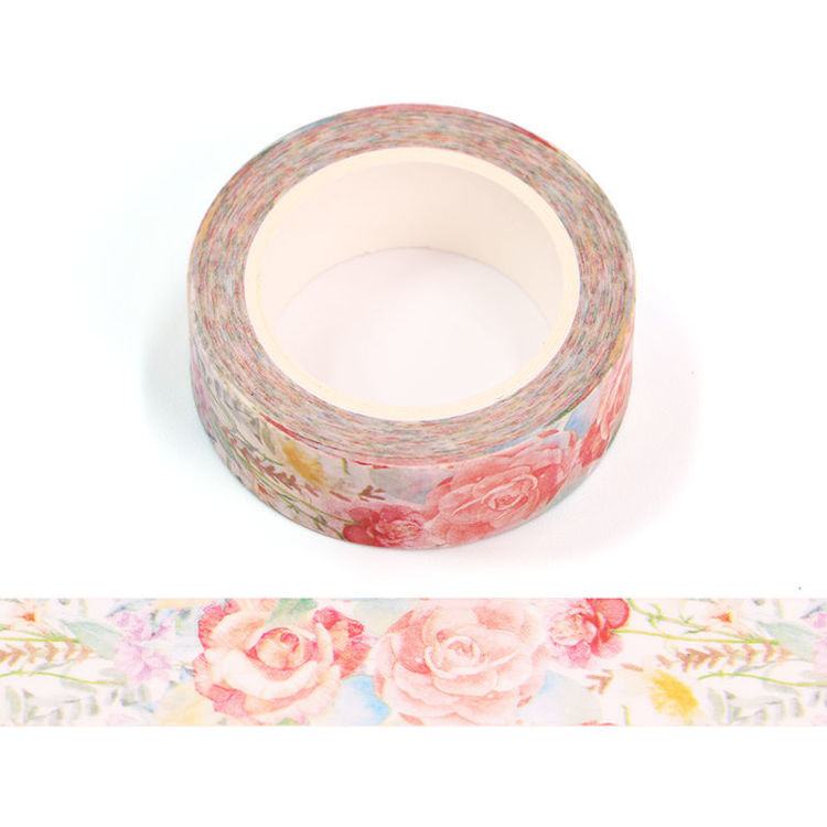 15mm x 10m CMYK Hand Painted Roses Washi Tape