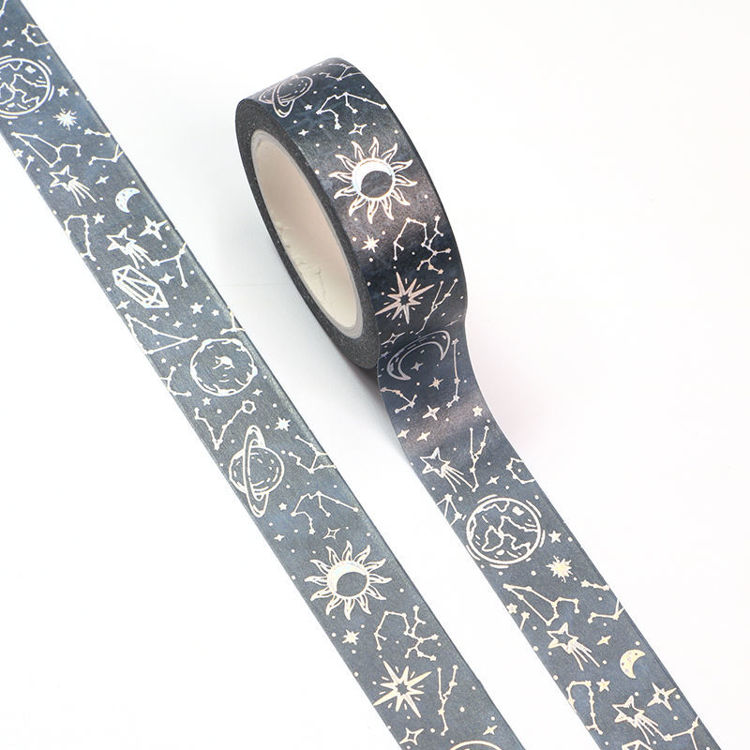 15mm x 10m Silver Holographic Foil CMYK Starry Sky Washi Tape