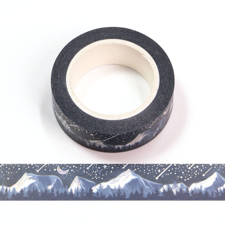 15mm x 10m Silver Holographic Foil CMYK Songshan Snow Forest Washi Tape