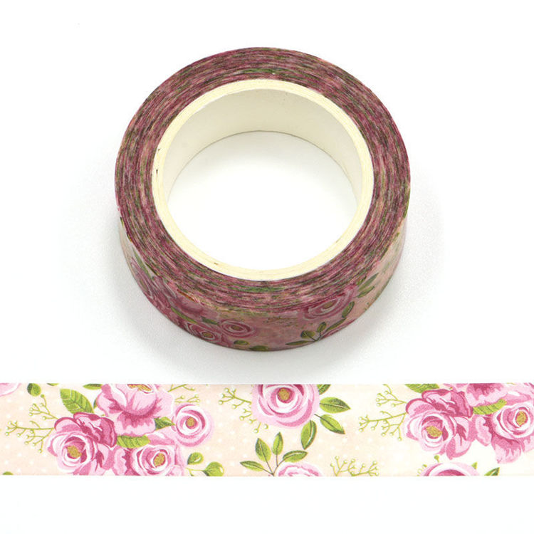 15mm x 10m CMYK Pink Rose Washi Tape