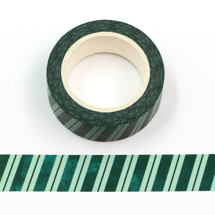 15mm x 10m CMYK Dark Green Stripes Washi Tape