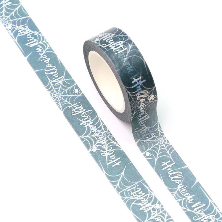 15mm x 10m Silver Holographic Foil CMYK Halloween night Washi Tape