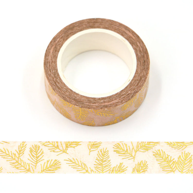 15mm x 10m CMYK Pale Pink Gold Foil Pine Needles Washi Tape