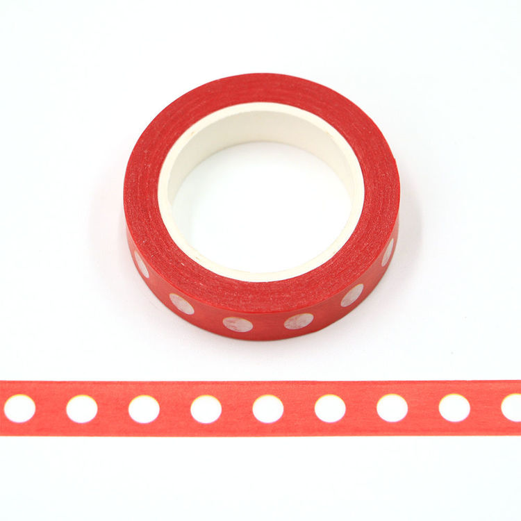 10mm x 10m CMYK white dot red background washi tape