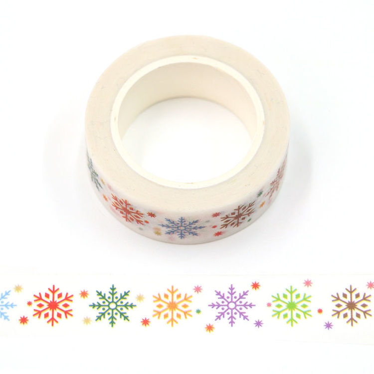 15mm x 10m CMYK Colored snowflakes washi tape