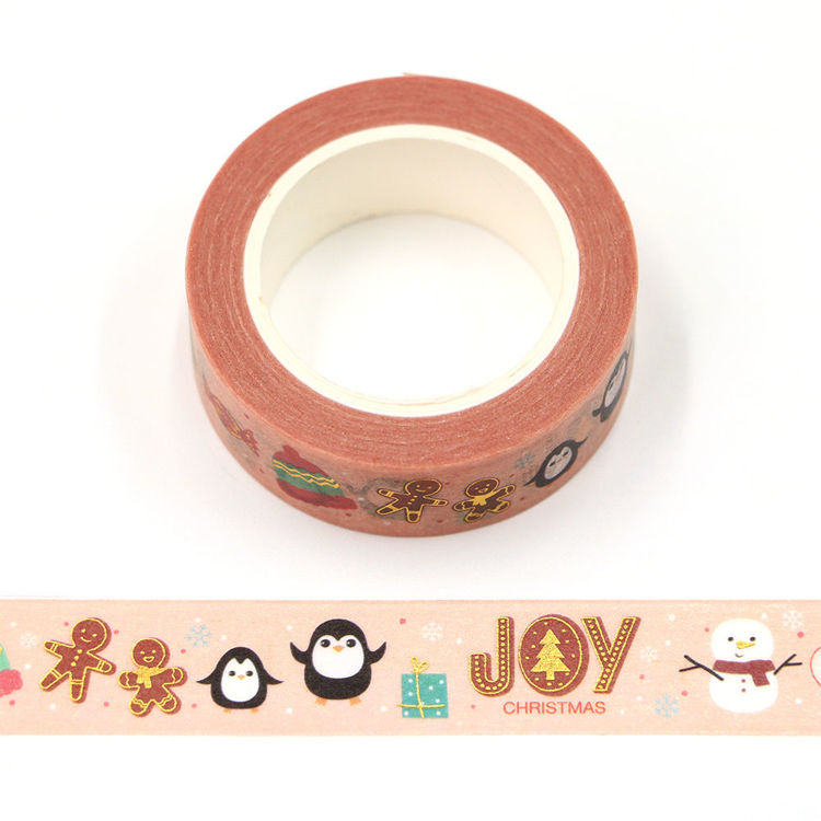 15mm x 10m Gold Foil CMYK Christmas Joy Washi Tape