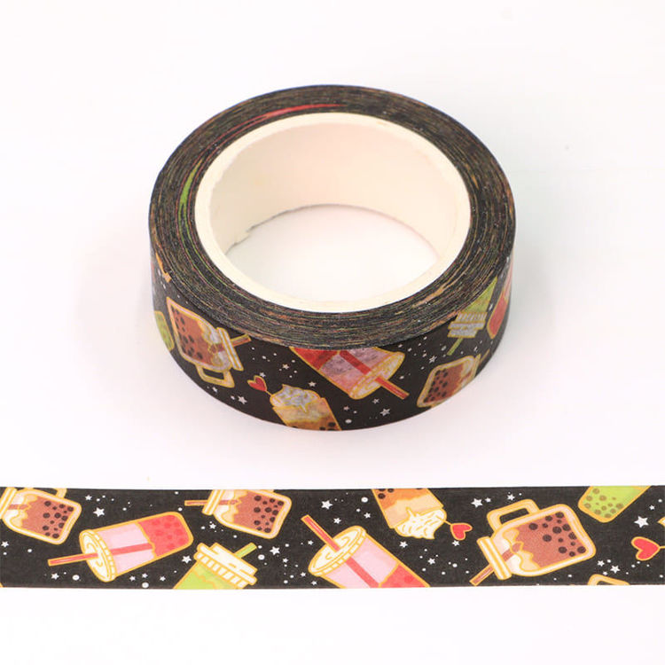 15mm x 10m CMYK Bubble Tea Black Washi Tape