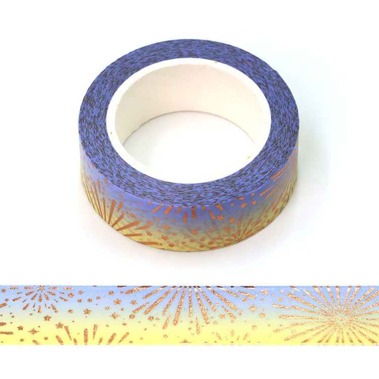 15mm x 10m Foil Blue Yellow Gradual Changed Color Fireworks Washi Tape
