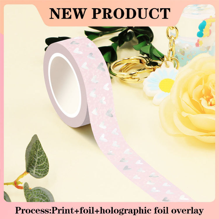 15mm x 10m Loving Heart Silver Foil Holographic Foil Overlay Washi Tape