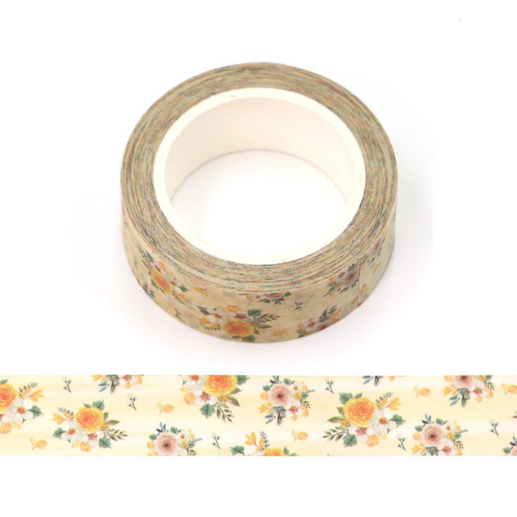 15mm x 10m CMYK Yellow Floral Washi Tape