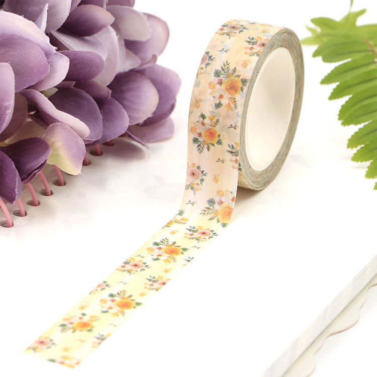 15mm x 10m CMYK Yellow Floral Washi Tape