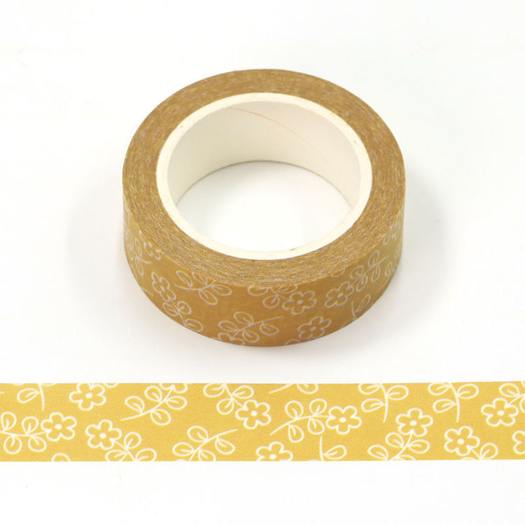 15mm x 10m CMYK Yellow Floral Pattern Washi Tape