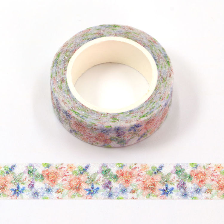15mm x 3m CMYK Sparkle Floral Washi Tape