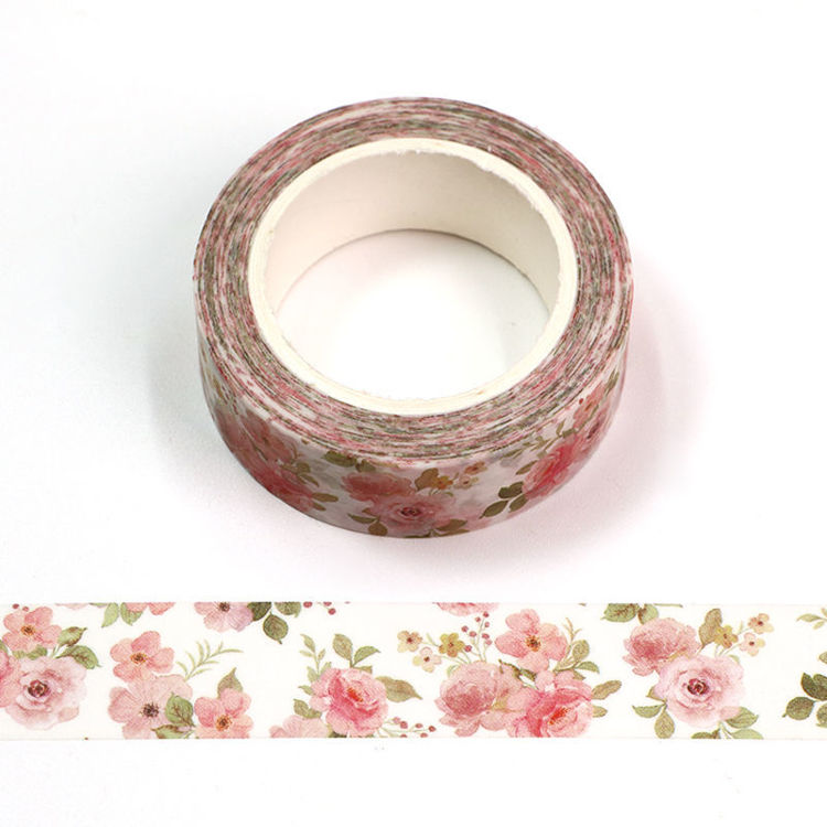15mm x 10m CMYK Water Color Rose Pattern Washi Tape