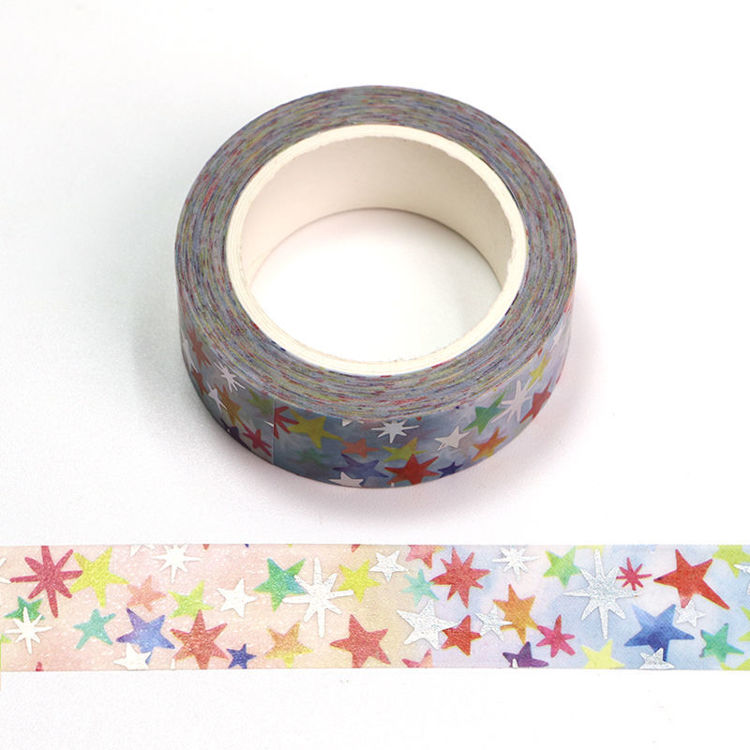 15mm x 10m CMYK Foil Colorful Star Washi Tape
