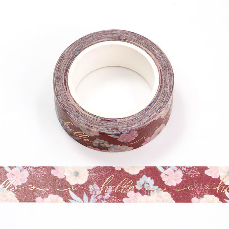 15mm x 10m CMYK Gold Foil Flower and Hello Washi Tape