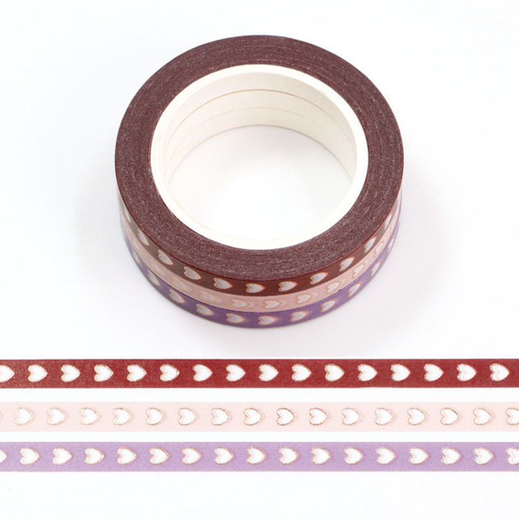 5mm x 10m 3 Rolls CMYK Gold Foil Solid Color and Heart Washi Tape