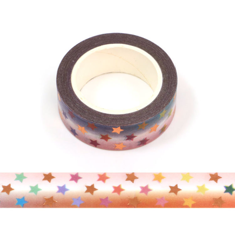 15mm x 10m CMYK Foil Colorful Stars Washi Tape