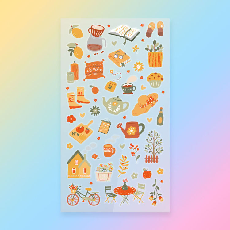 PET Paper Mix Sticker Daily Time