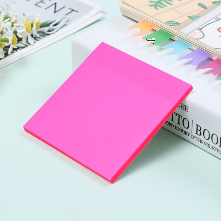 3" Transparent Sticky Note Fluorescent Rose Red