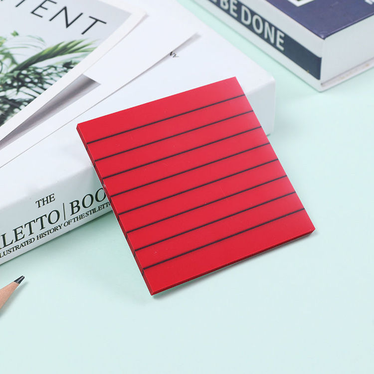 3" Lined Transparent Sticky Note Red