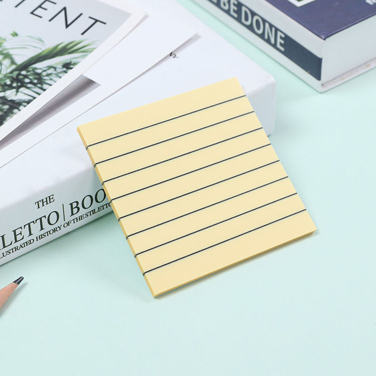 3" Lined Transparent Sticky Note Light Yellow